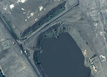Aerial photography: Water basin near mine waste dump - RGB