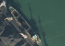 Aerial photography: A ship in port (Zaporizhia Oblast)