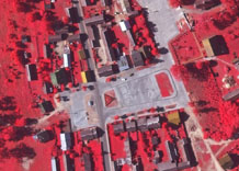 Аэрофотосъемка: Площадь в центре поселения - цветной инфракрасный снимок